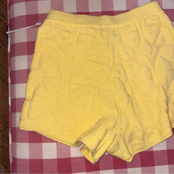 Nwt Roller Rabbit Yellow Women's Shorts Target Terry cloth s small flower pull